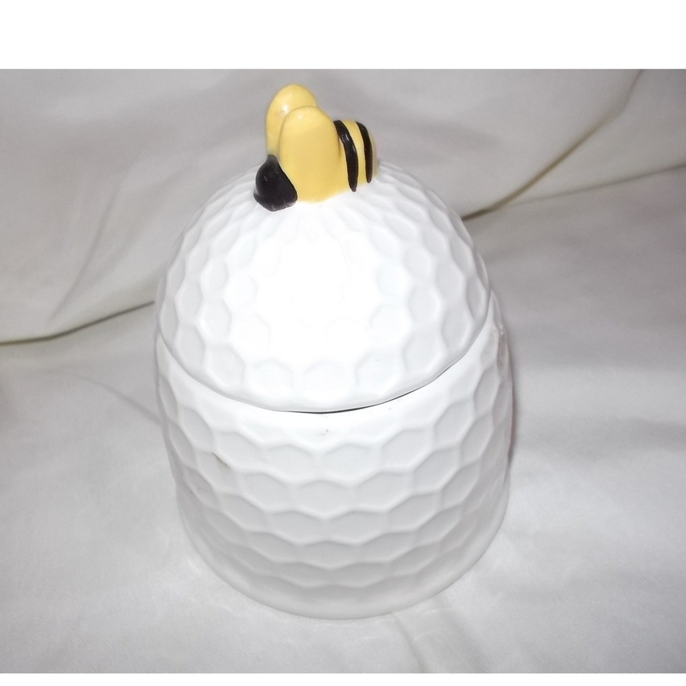 Golf Ball Honey Pot with Bumblebee Lid and Wooden Dipper Newclassic Enterprise